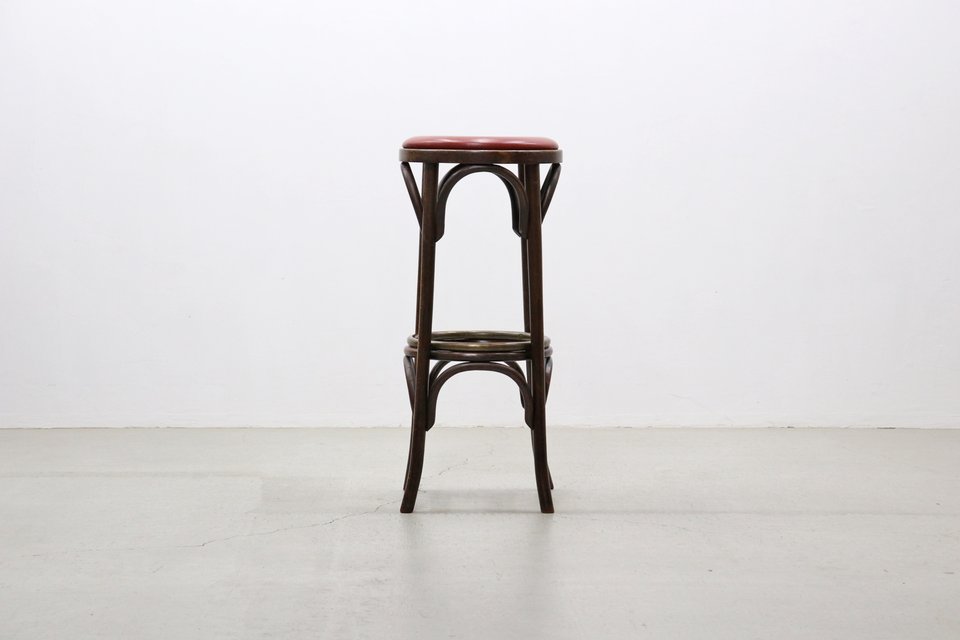 ◆在庫2脚 クラシカル ビーチ材 ハイスツール カウンター バー チェア 1脚/ヴィンテージアンティーク英国東欧レトロ店舗什器/OCT65020◆