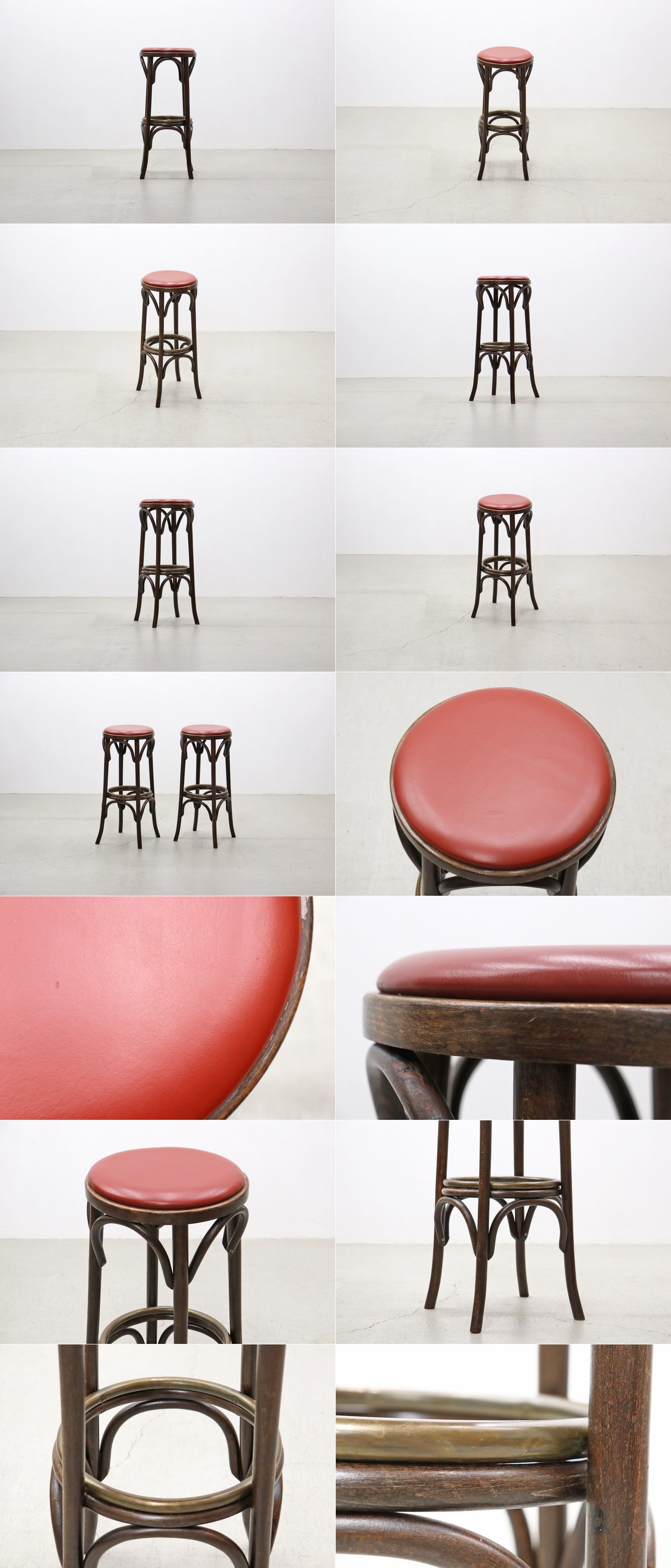 ◆在庫2脚 クラシカル ビーチ材 ハイスツール カウンター バー チェア 1脚/ヴィンテージアンティーク英国東欧レトロ店舗什器/OCT65020◆