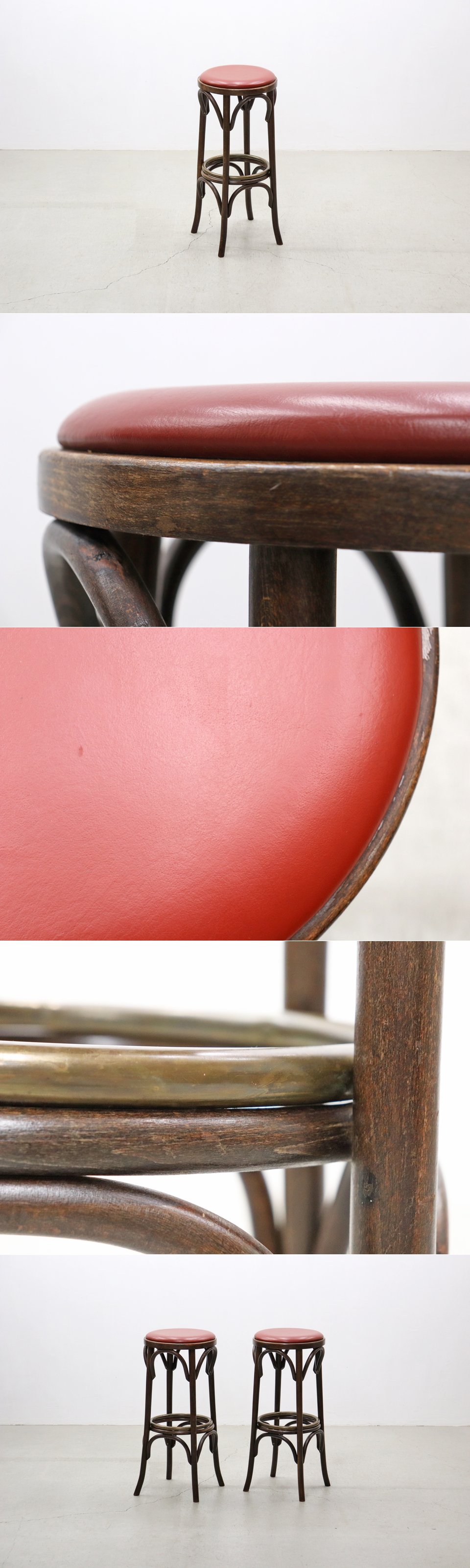 ◆在庫2脚 クラシカル ビーチ材 ハイスツール カウンター バー チェア 1脚/ヴィンテージアンティーク英国東欧レトロ店舗什器/OCT65020◆