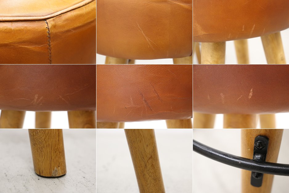 ◆在庫4脚 LIFE FURNITURE ライフファニチャー SF LEATHER HIGH STOOL 本革 レザー カウンタースツール チェア 1脚/ヴィンテージアクメ/◆