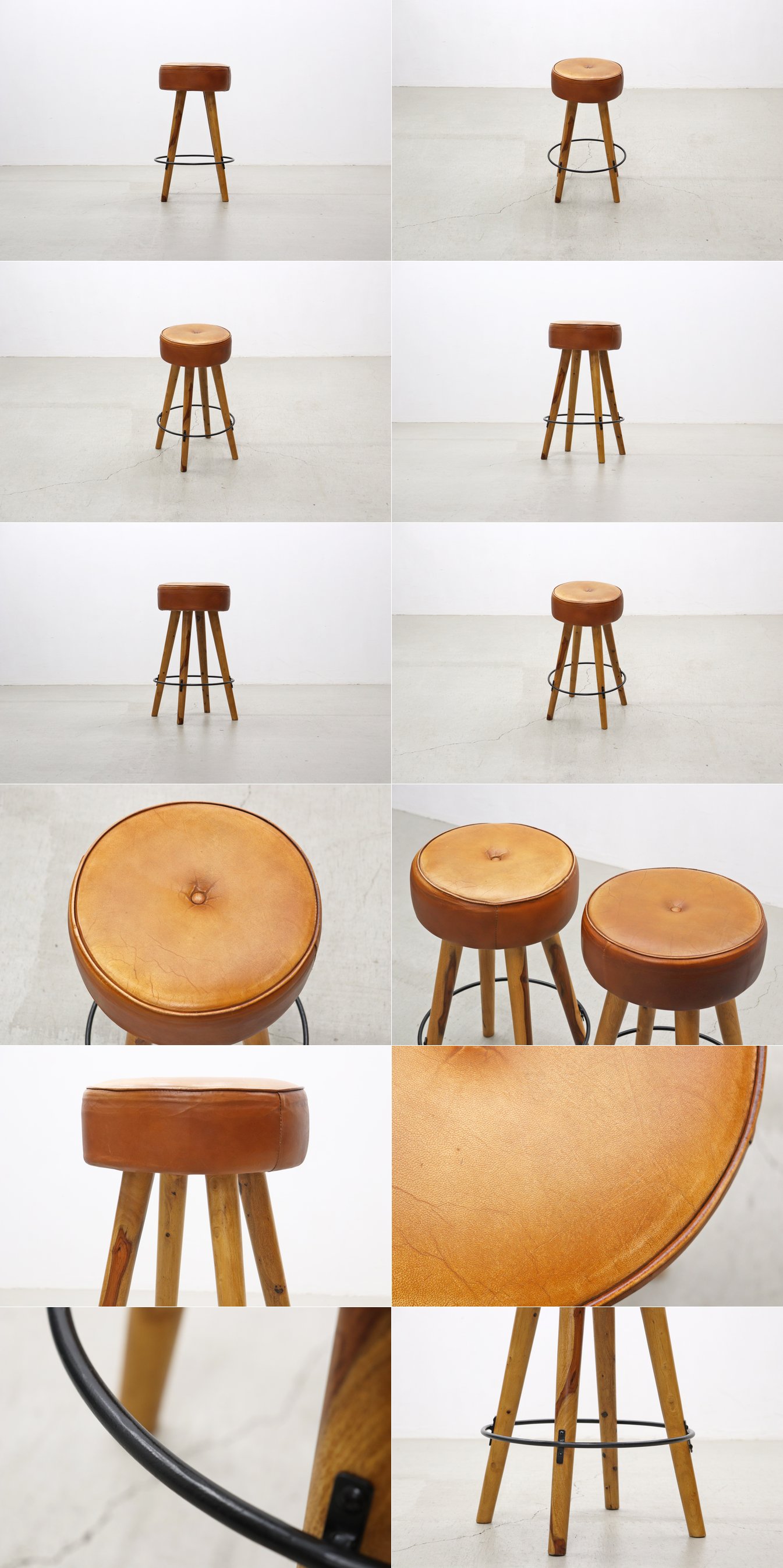 ◆在庫4脚 LIFE FURNITURE ライフファニチャー SF LEATHER HIGH STOOL 本革 レザー カウンタースツール チェア 1脚/ヴィンテージアクメ/◆