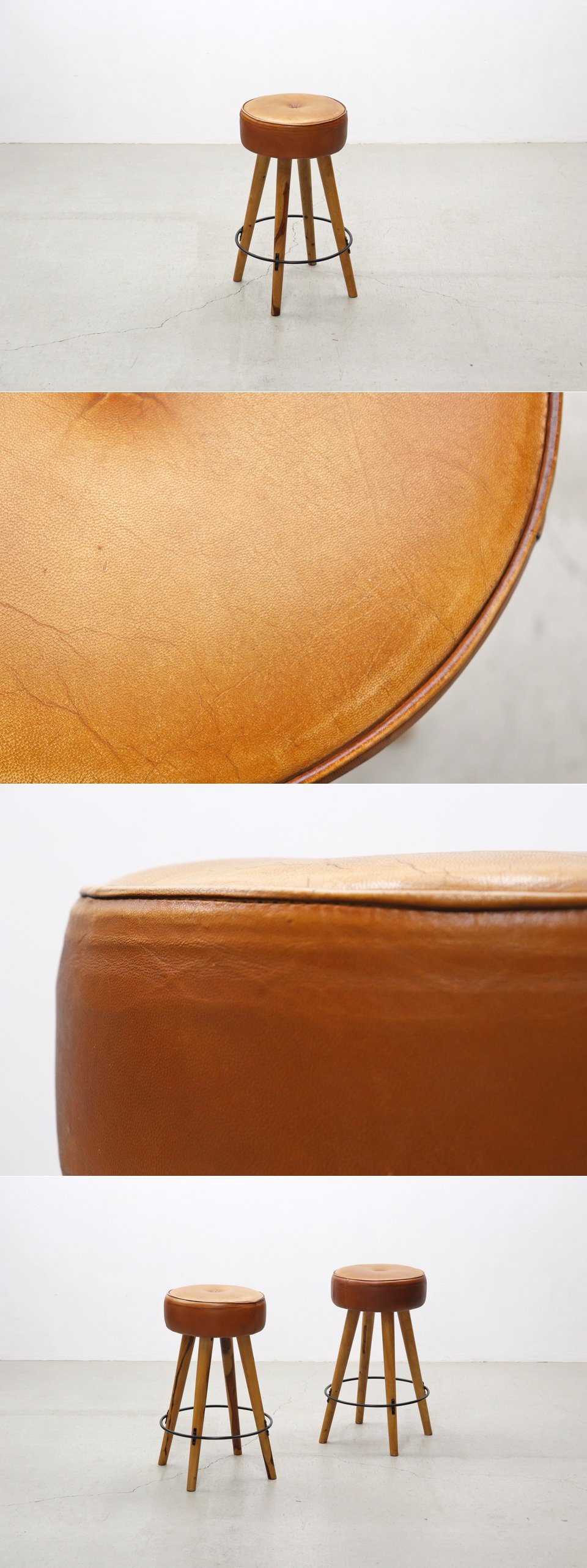 ◆在庫4脚 LIFE FURNITURE ライフファニチャー SF LEATHER HIGH STOOL 本革 レザー カウンタースツール チェア 1脚/ヴィンテージアクメ/◆
