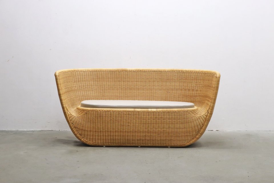 ◆ヤマカワラタン フルーツボウル 2Pソファ ナチュラル モダン 籐/北欧IDEEアクタスウニコ無印剣持勇カフェ店舗什器/ODT02002◆