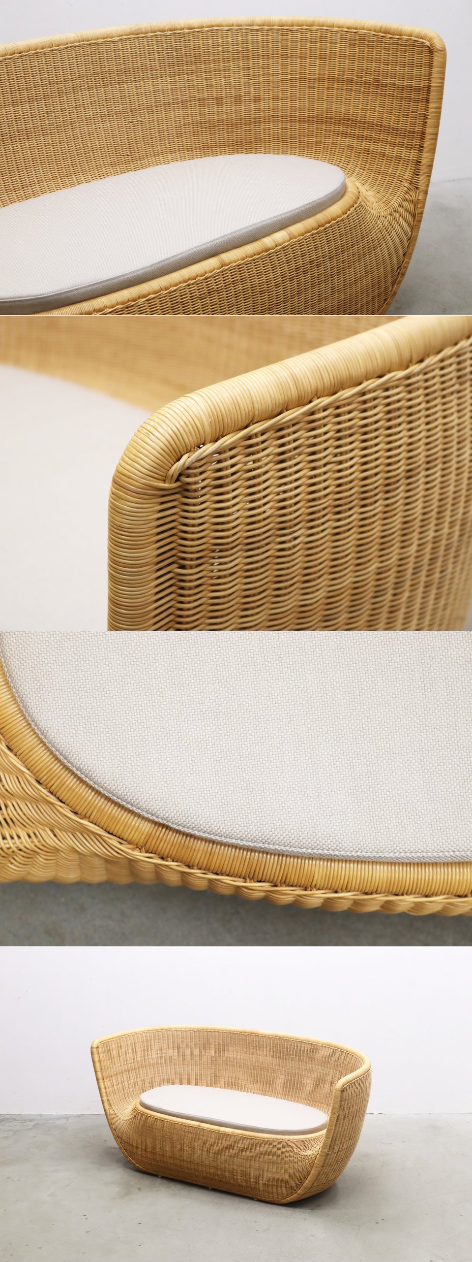 ◆ヤマカワラタン フルーツボウル 2Pソファ ナチュラル モダン 籐/北欧IDEEアクタスウニコ無印剣持勇カフェ店舗什器/ODT02002◆