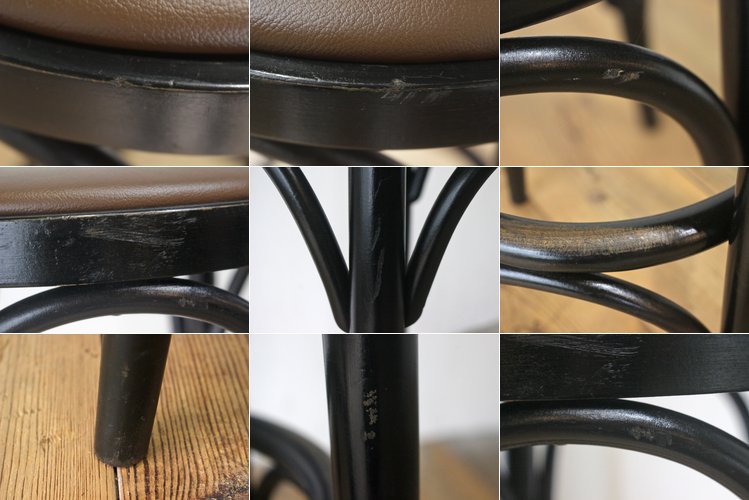 ベントウッド カウンタースツール ハイスツール 座面張替済 バー カフェ 店舗什器 曲げ木 レトロ 黒/アンティーク英国/OBT27088