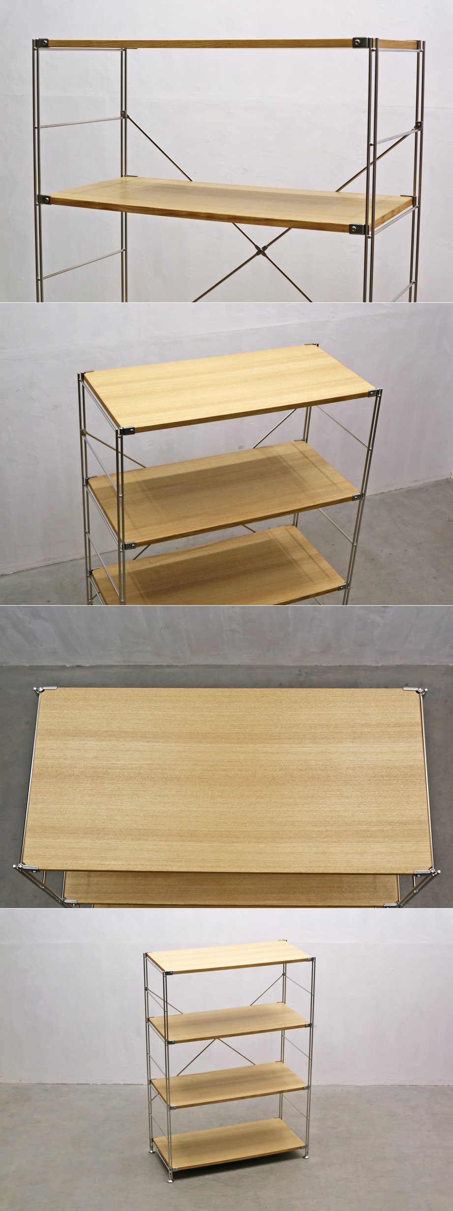 無印良品 ステンレスユニットシェルフ 4段 MUJI 小 ワイド オーク
